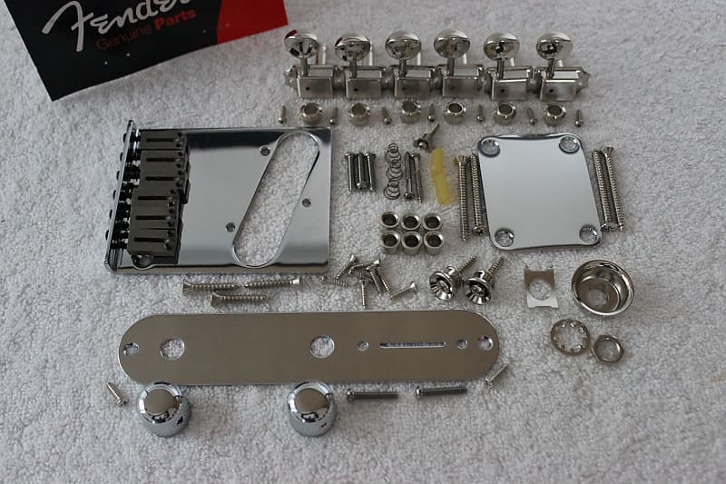 Fender American Telecaster Chrome Hardware Set with Tuners Modern 6 Saddle Bridge US Tele 099-0807-100 099-0807-100 American Standard Telecaster Bridge Assembly