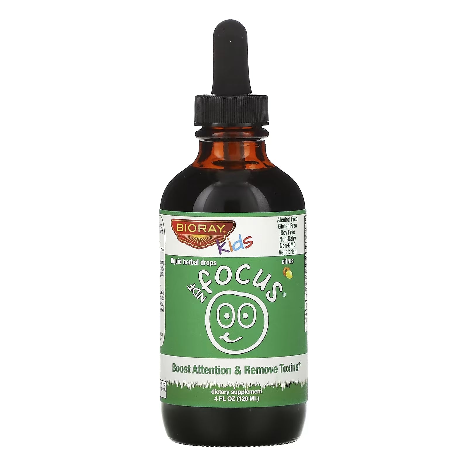 Herbal supplement Bioray Kids NDF Focus with citrus flavor, 120 ml