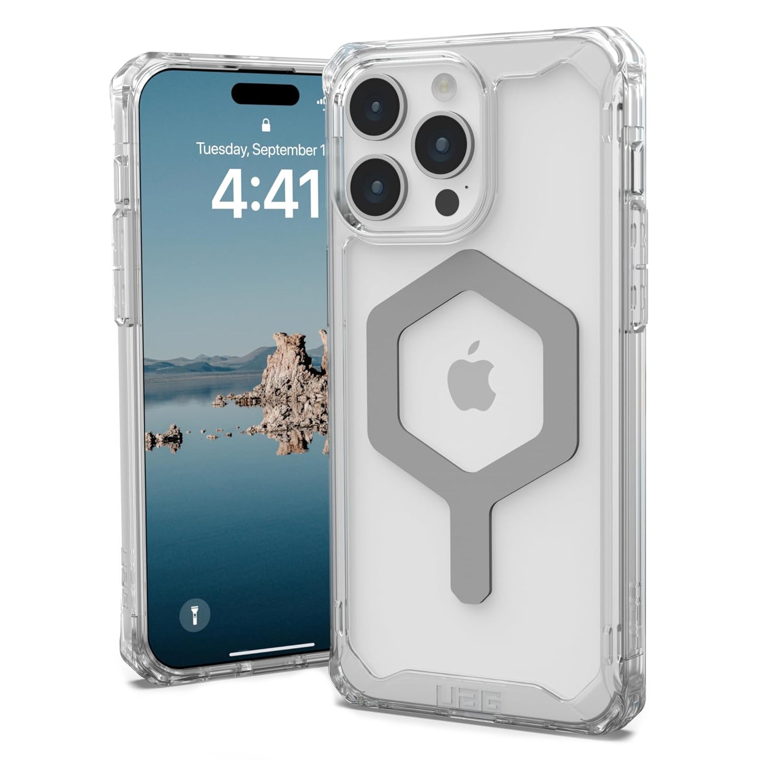 Case UAG Plyo for iPhone 15 Pro Max, Ice/Silver