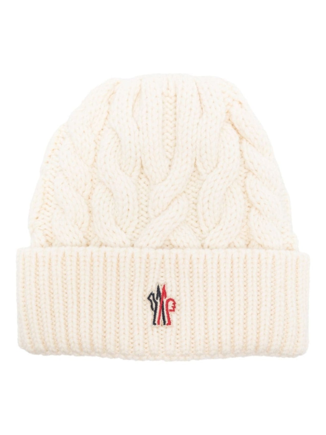 Moncler Grenoble Cable Knit Beanie Hat White