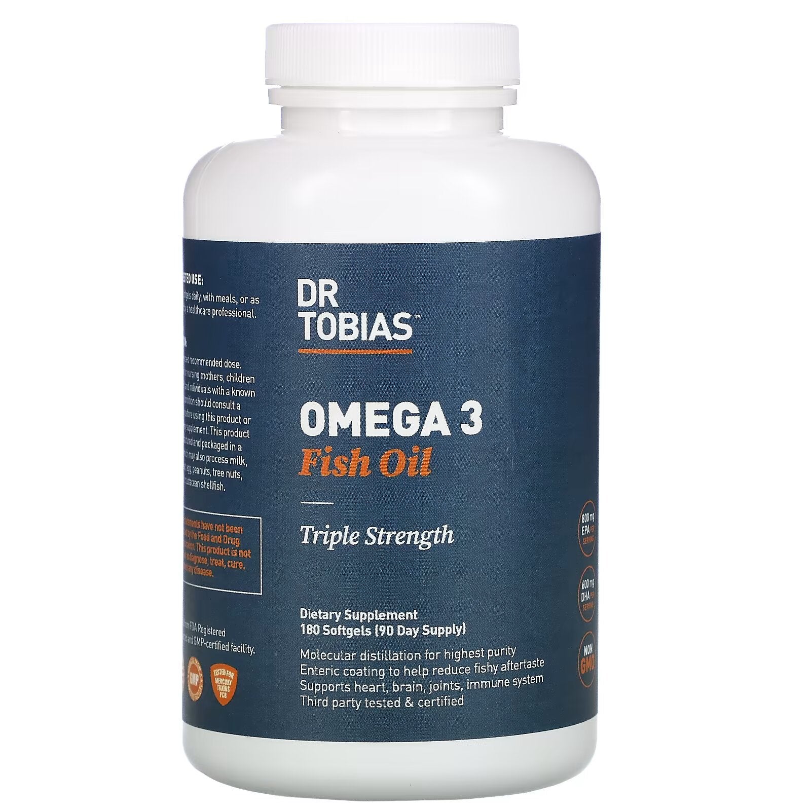 Dr. Tobias, Omega-3 Fish Oil, Triple Strength, 180 Capsules