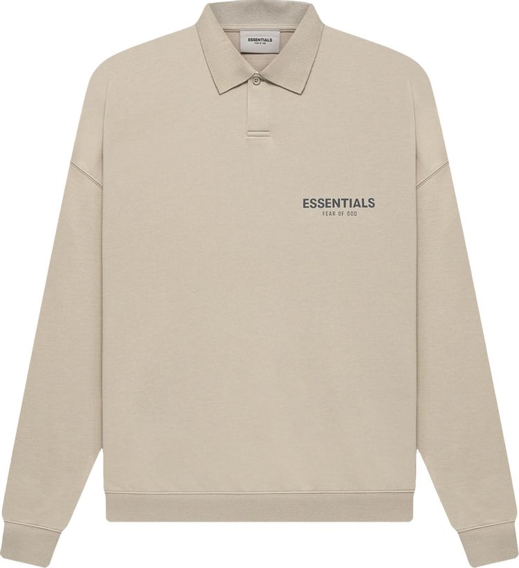 Fear of God Essentials Long-Sleeve Polo 'String', tan