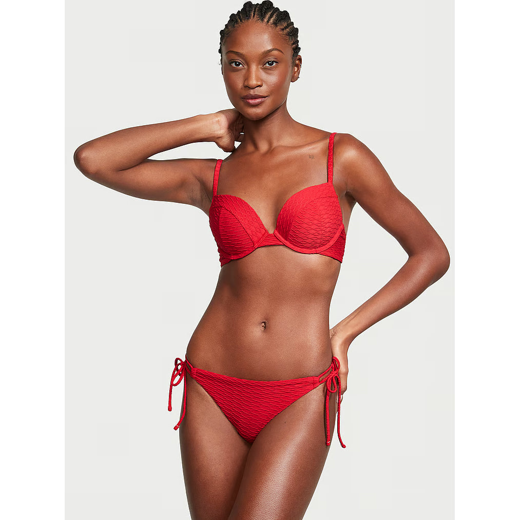 Victoria's Secret Swim Mix & Match Side-Tie Fishnet Bikini Bottoms, Red