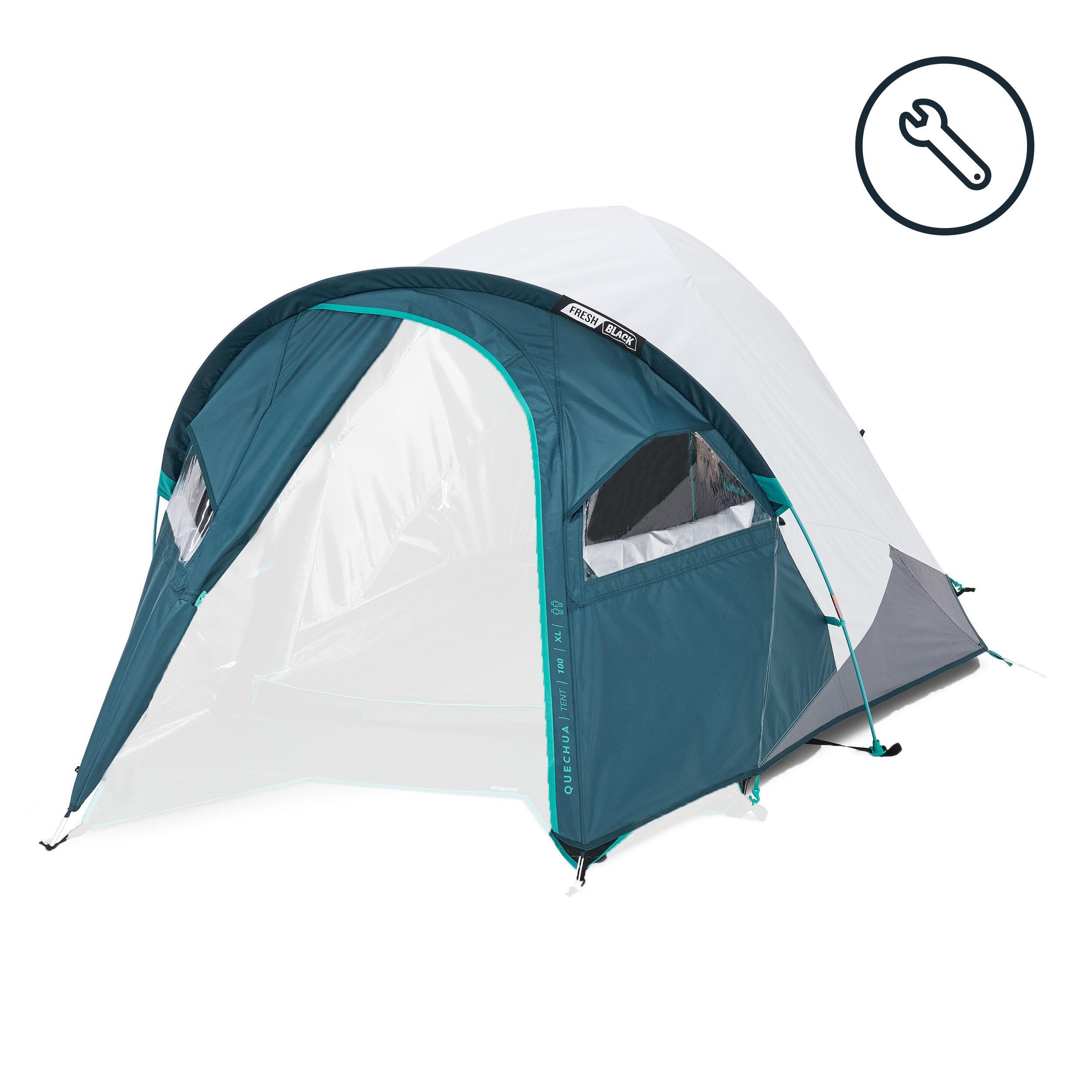 Quechua awning for two-person tent, white-turquoise