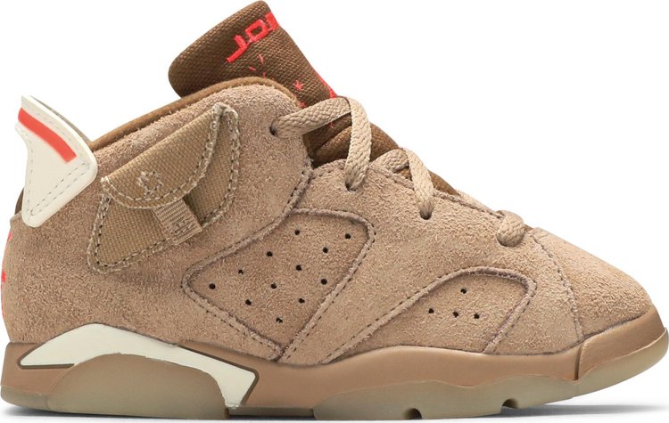 حذاء رياضي Travis Scott x Air Jordan 6 Retro TD British Khaki باللون البني