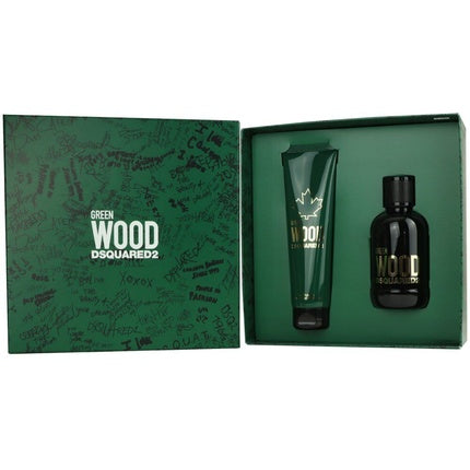 مجموعة Dsquared2 Green Wood سعة 100 مل EDT و150 مل جل استحمام