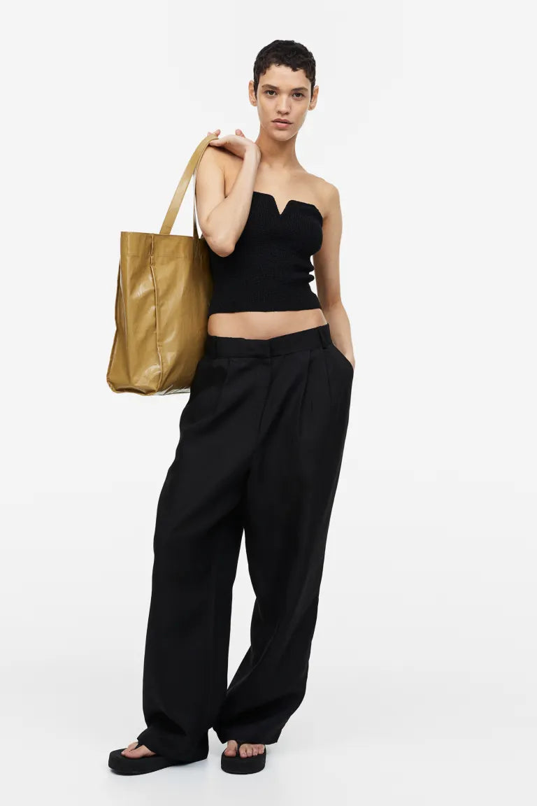 H&M Textured Knit Tube Top, Black