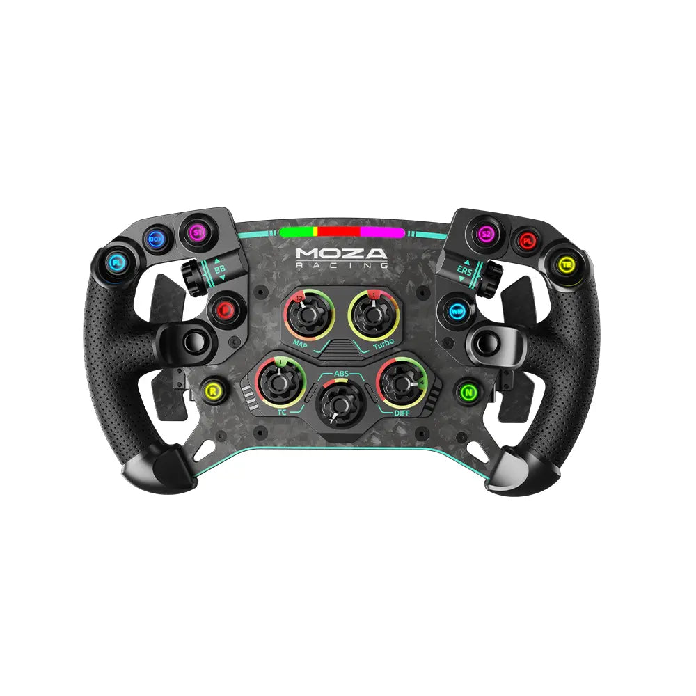 Moza R9 steering wheel, R9 steering wheel base + GS GT V2 steering wheel + 3 SR-P pedals, black