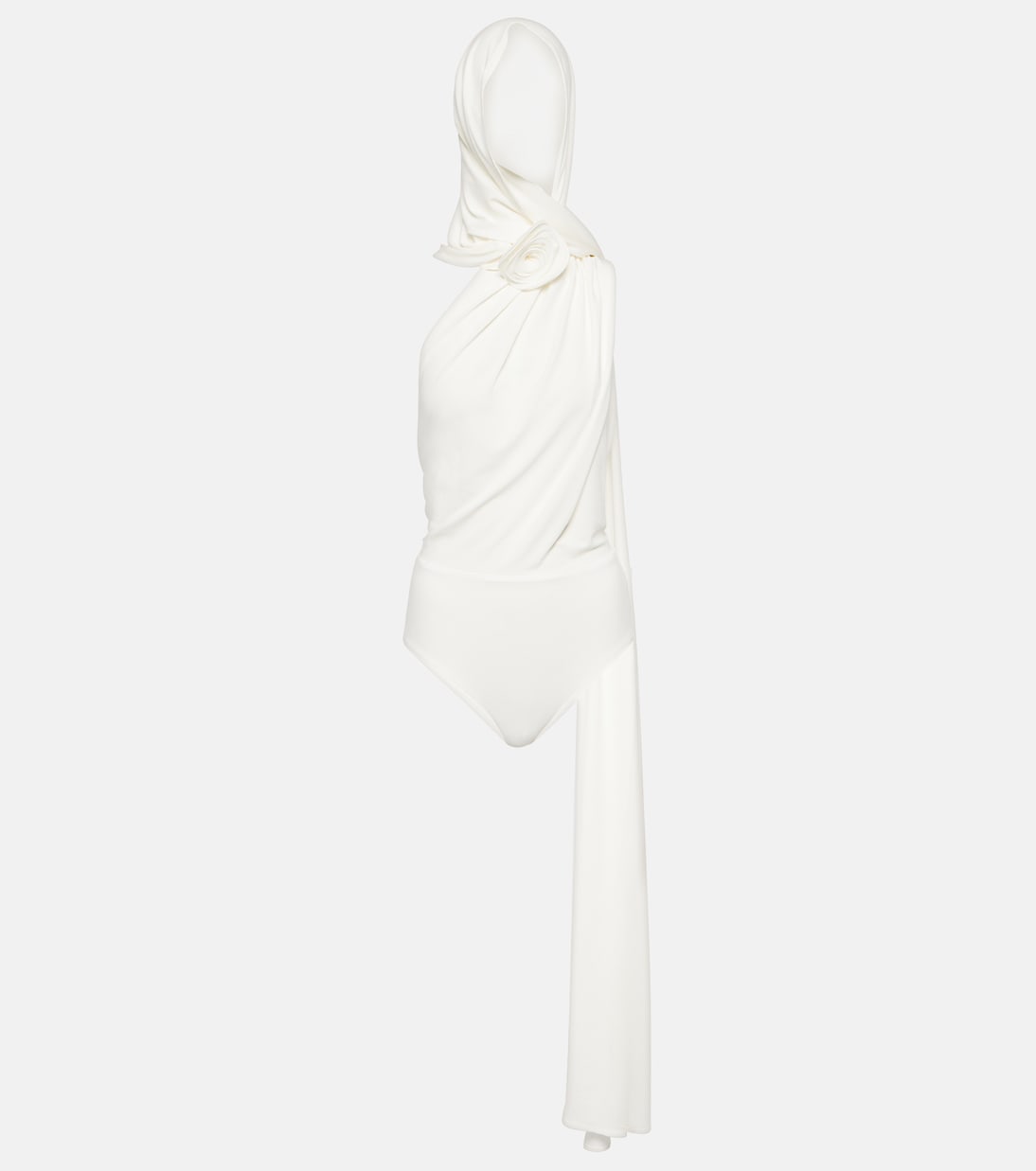 Bodysuit with hood and floral appliqué Magda Butrym, white