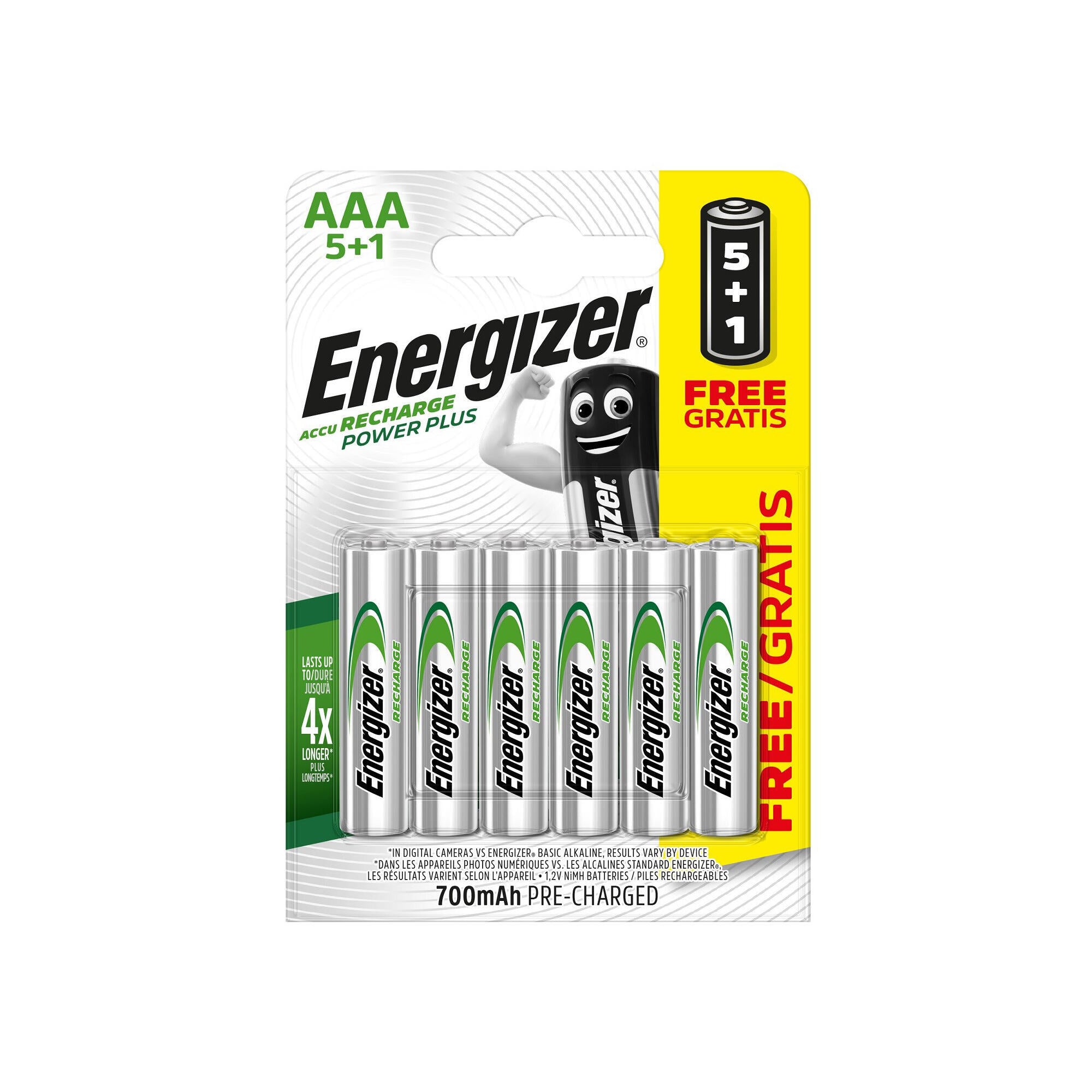 Batteries Energizer NiMH 5+1 AAA/HR3 700 mAh, silver