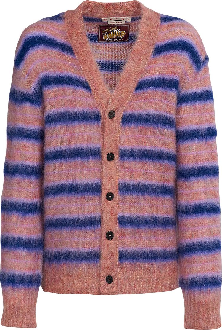 Marni Mohair Striped Cardigan 'Apricot', multicolor