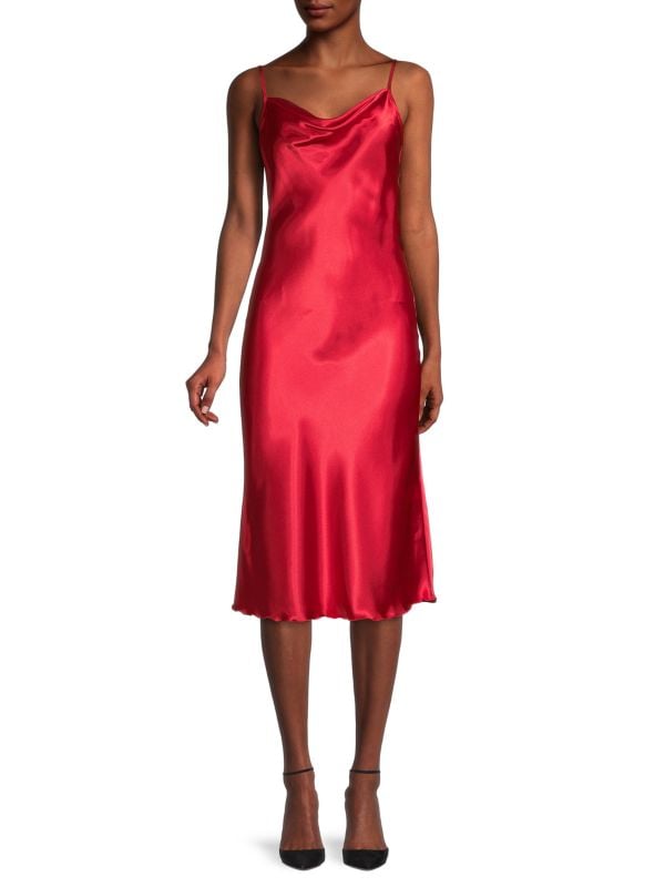 Solid satin bias slip dress Bebe Red