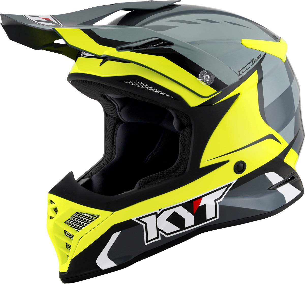 KYT Skyhawk Glowing Motocross Helmet, Gray-Yellow