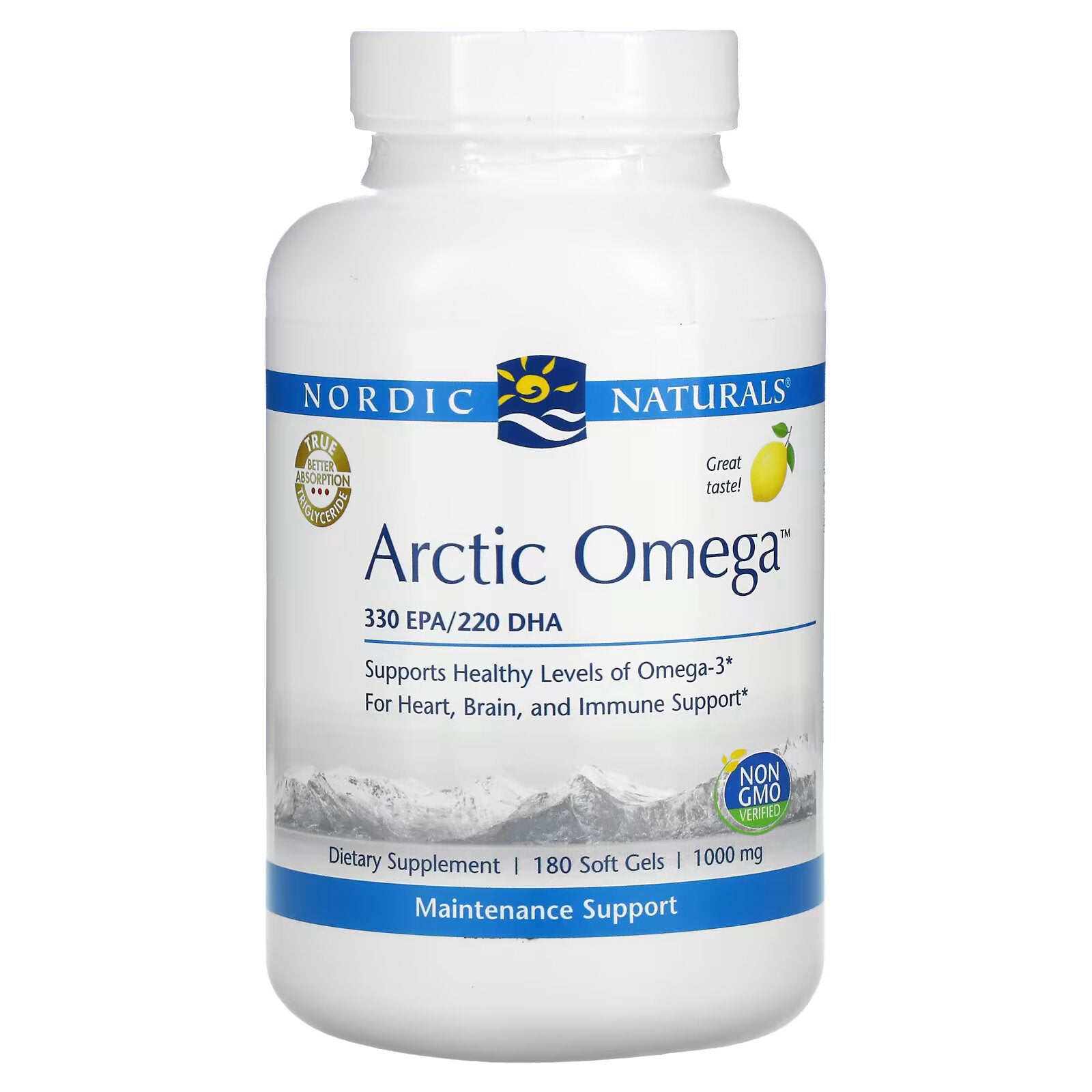 Nordic Naturals, Arctic Omega, Lemon, 1000 mg, 180 Softgels