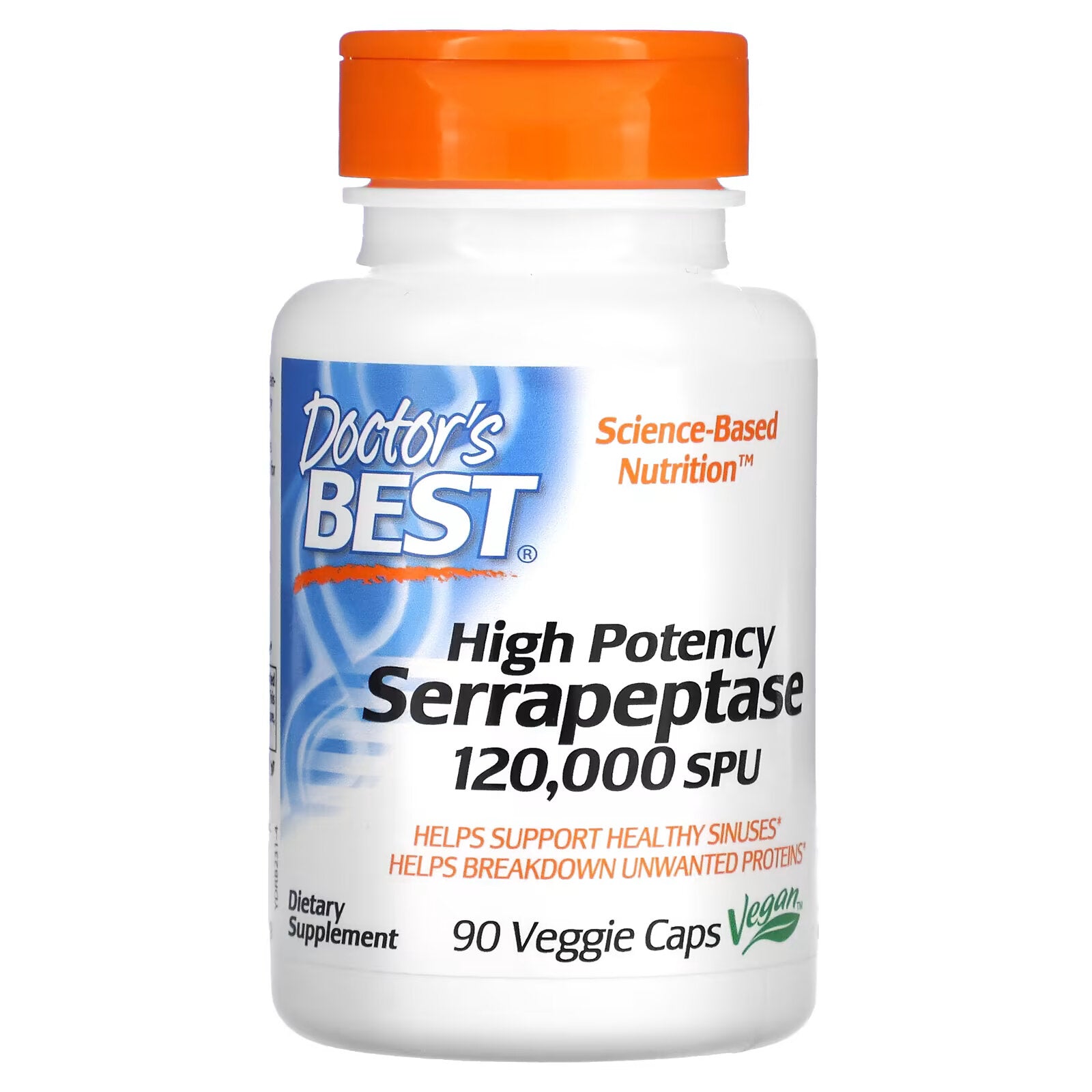 Doctor's Best High Potency Serrapeptase, 120,000 SPU, 90 Capsules