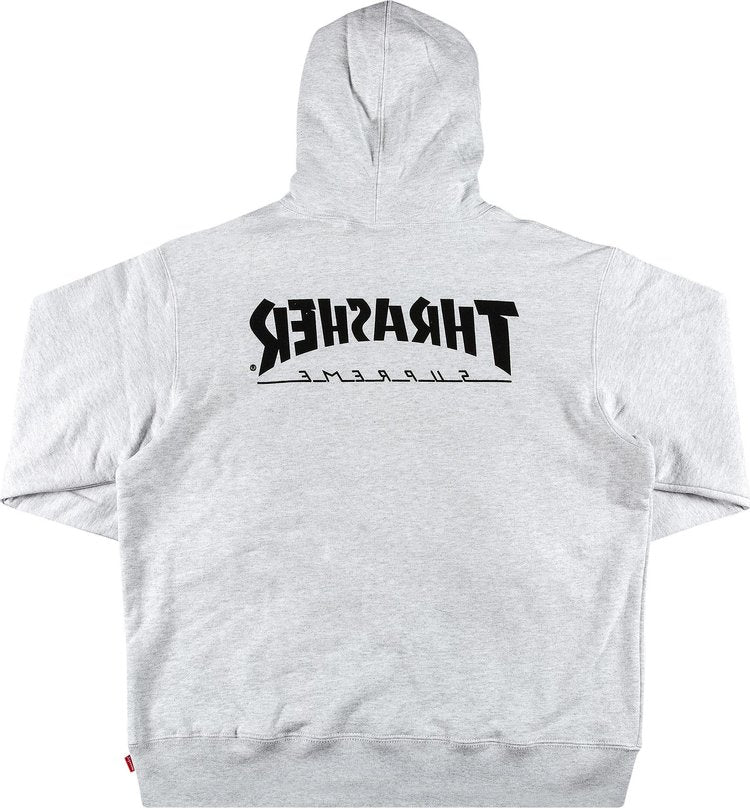 سويت شيرت Supreme x Thrasher بغطاء رأس "Ash Grey"، رمادي