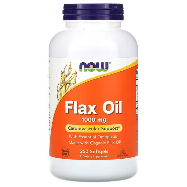 Flaxseed Oil with Omega-3 Now Foods 1000 mg, 250 capsules