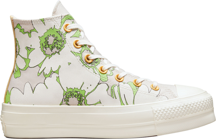 Converse Wmns Chuck Taylor All Star Lift Platform High Crafted Florals Sneakers, White