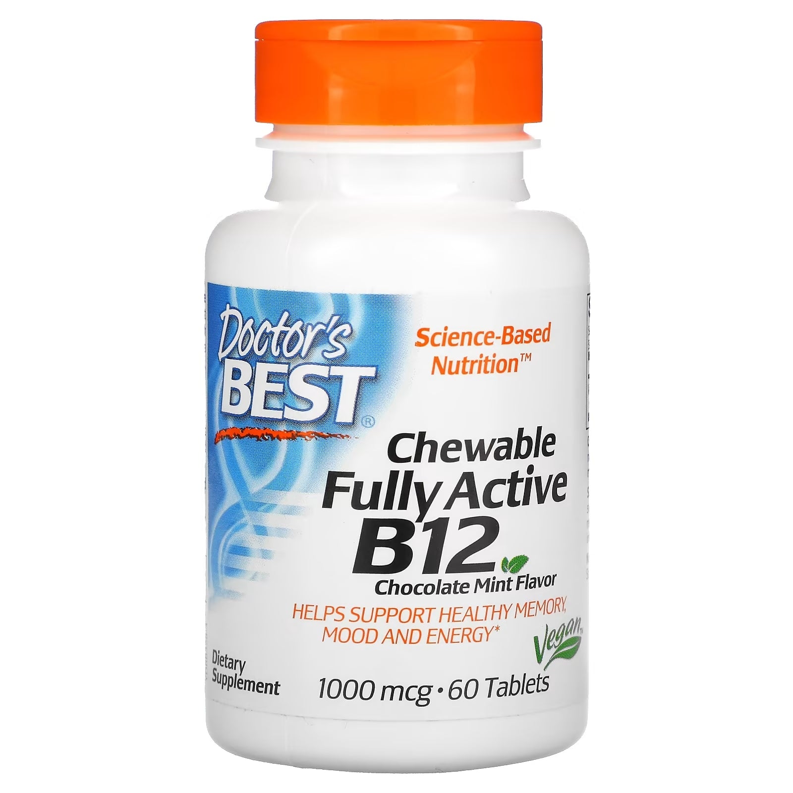 Doctor's Best Active Vitamin B12, Chocolate & Mint, 60 Chewable Tablets