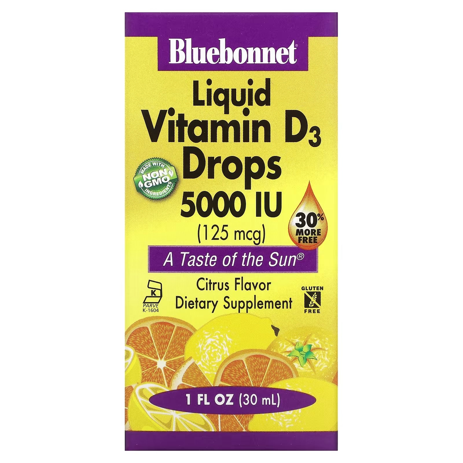 Bluebonnet Nutrition Vitamin D3 Drops Natural Citrus Flavor 5000 IU, 30 ml