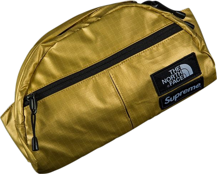 حقيبة Supreme x The North Face Metallic Roo Ii Lumbar Pack الذهبية، باللون الذهبي