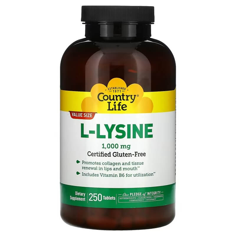 L-lysine Country Life 1000 mg، 250 قرصًا