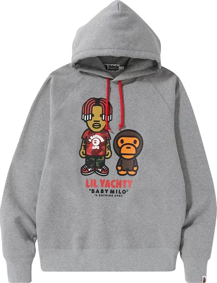 بلوزة بغطاء رأس من BAPE Baby Milo x Lil Yachty باللون الرمادي