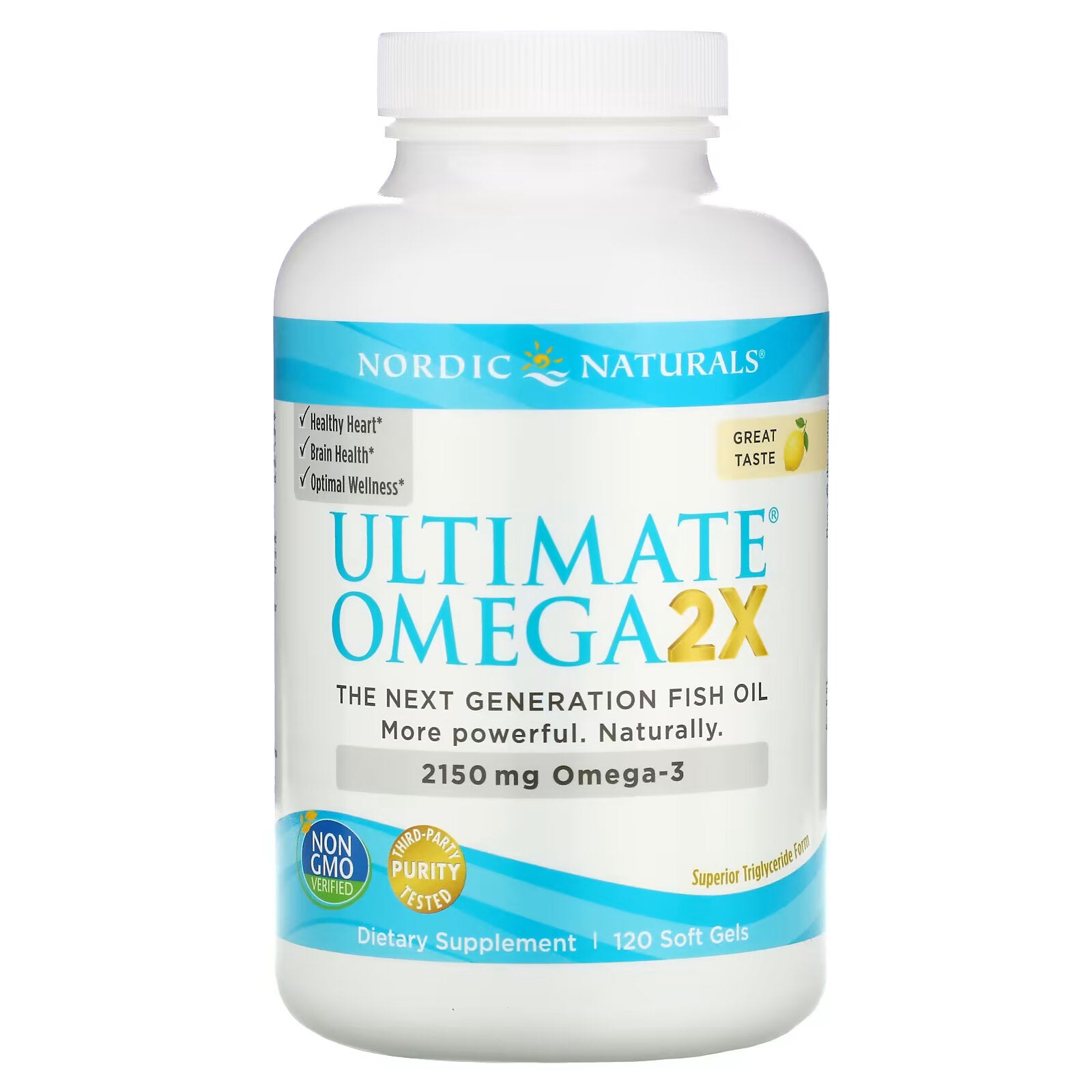 Nordic Naturals, Ultimate Omega 2X، ليمون، 1075 مجم، 120 كبسولة