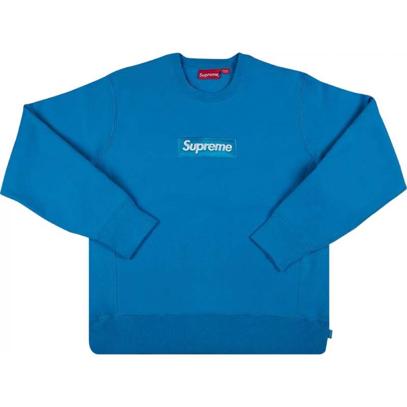 سويت شيرت Supreme Box Logo بياقة دائرية، أزرق