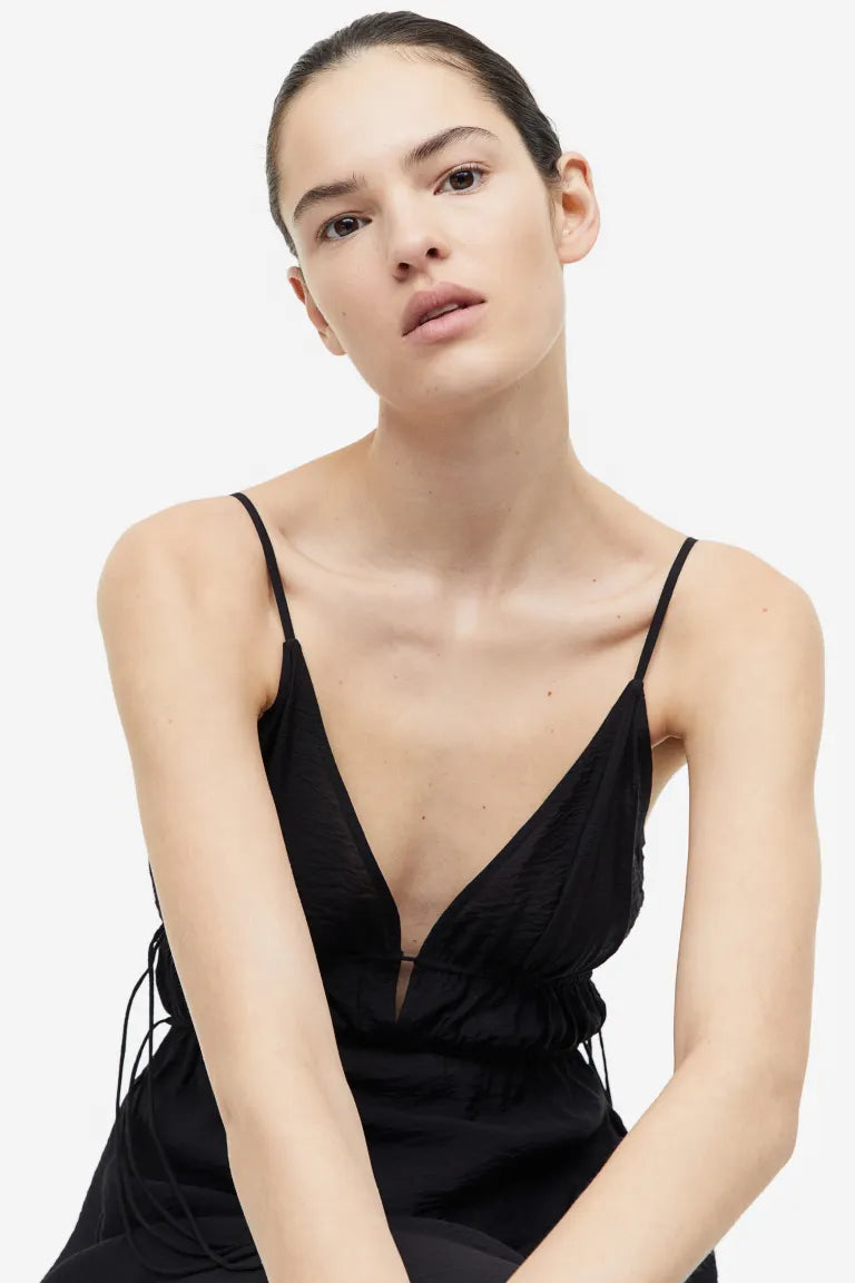 Dress with drawstring H&M, black