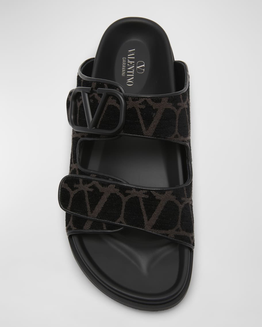 Valentino Garavani men's textile slides with V logo