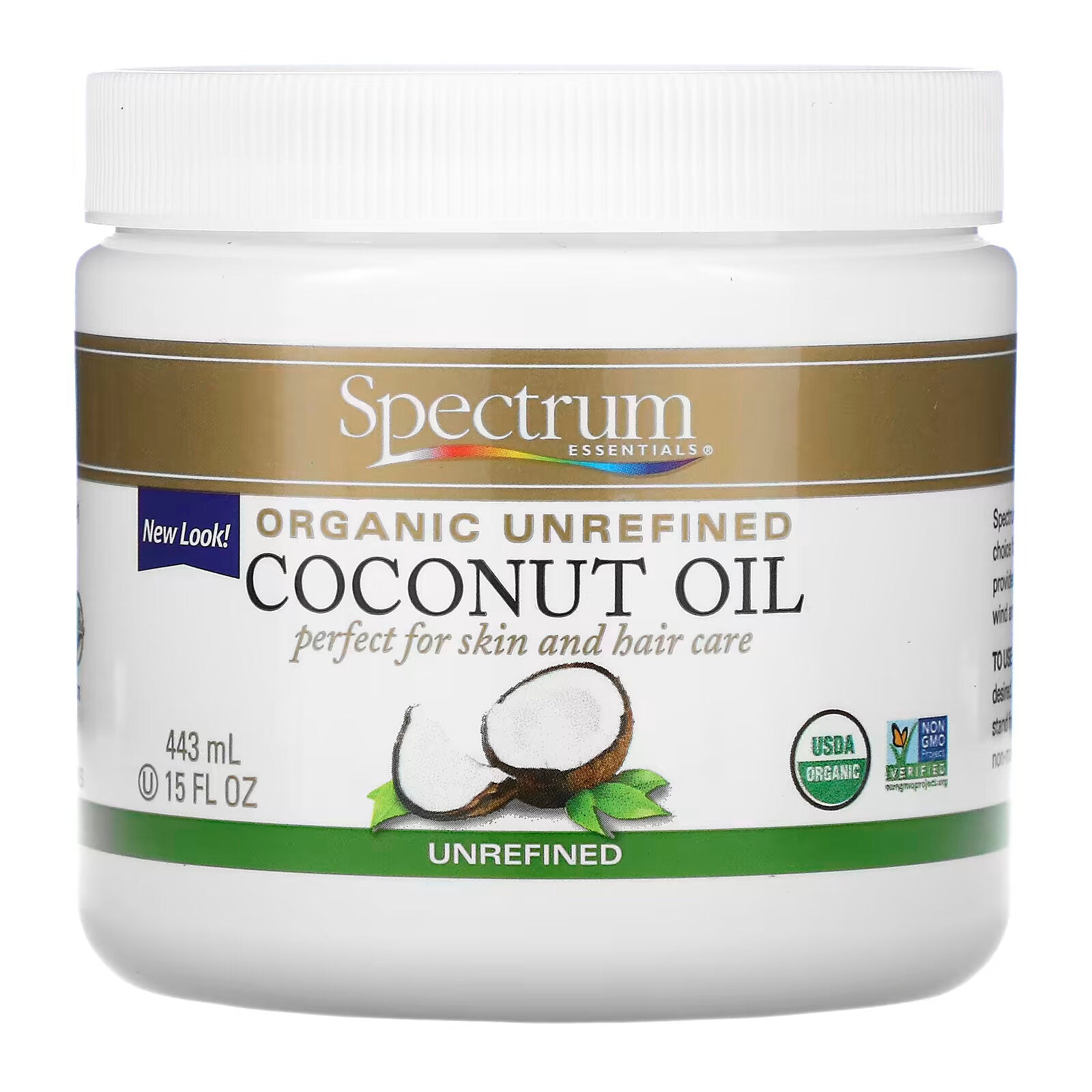 Spectrum Essentials Organic Unrefined Coconut Oil, 443 ml