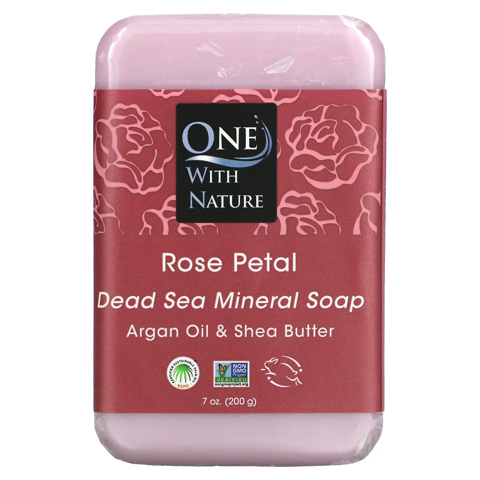 One with Nature, Triple Milled Mineral Bar Soap with the scent of rose petals, 200 g