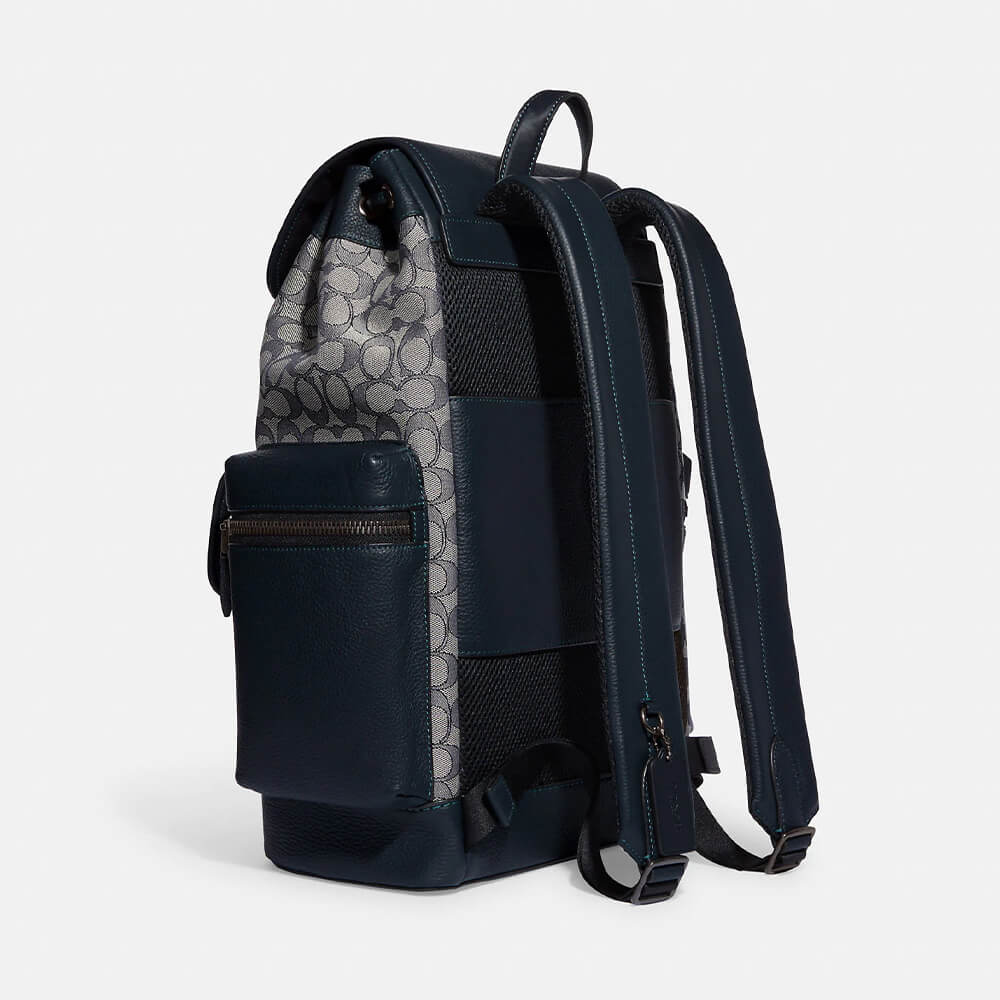 Coach Outlet Sprint In Signature Jacquard Backpack, black/navy