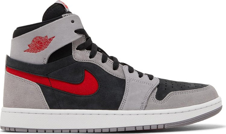 حذاء Air Jordan 1 High Zoom Comfort 2 Cement باللون الأحمر الناري والرمادي