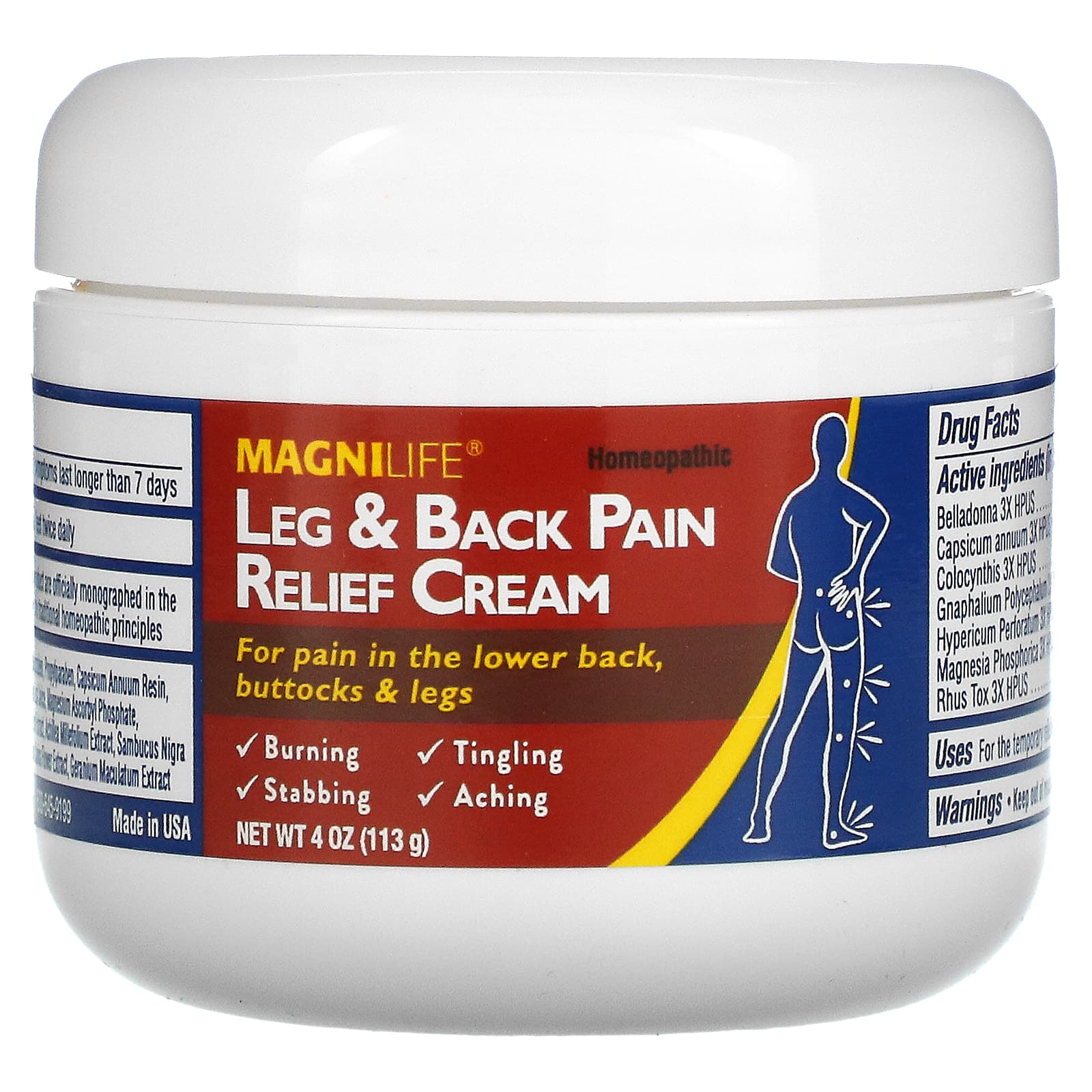 MagniLife Pain Relief Cream for legs and back, 113 g