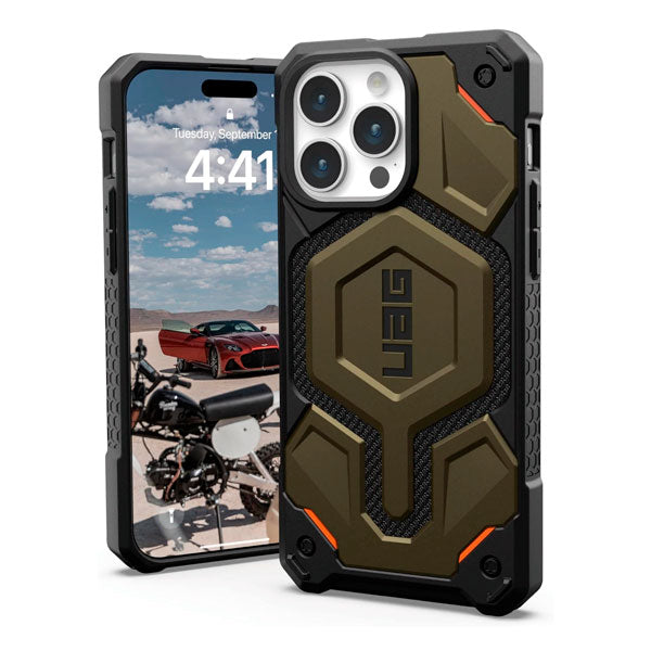 جراب UAG Monarch لهاتف iPhone 15 Pro Max، Kevlar Element Green