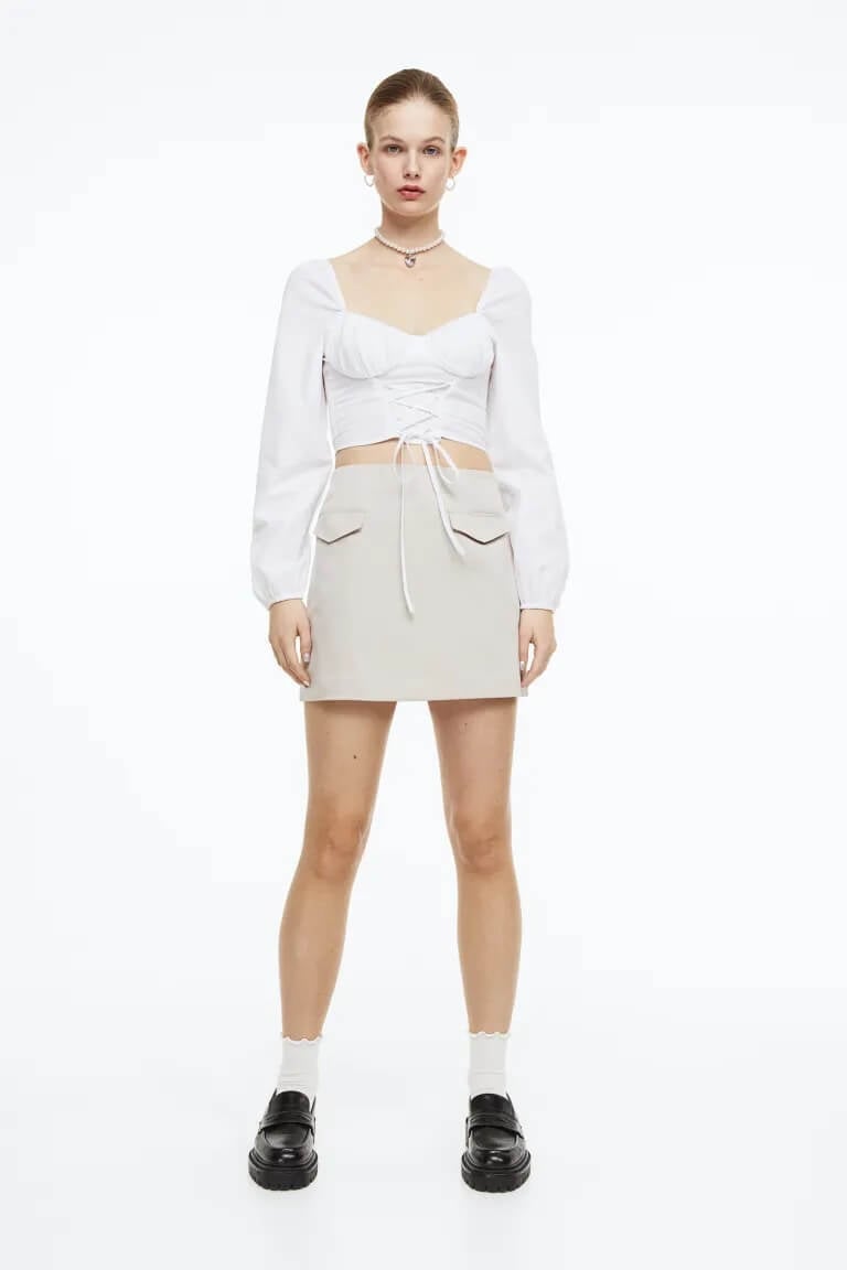 H&M Mini Skirt, light gray