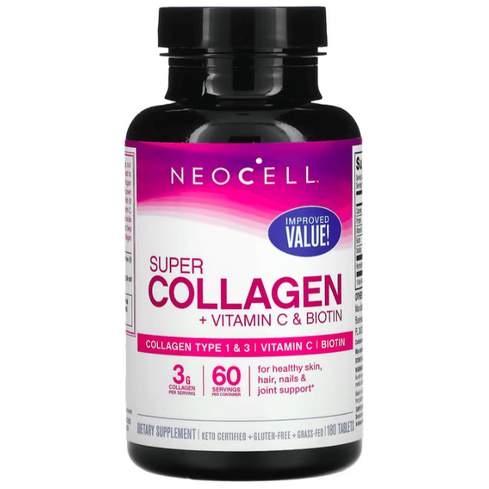 Collagen with Vitamin C and Biotin NeoCell, 180 capsules