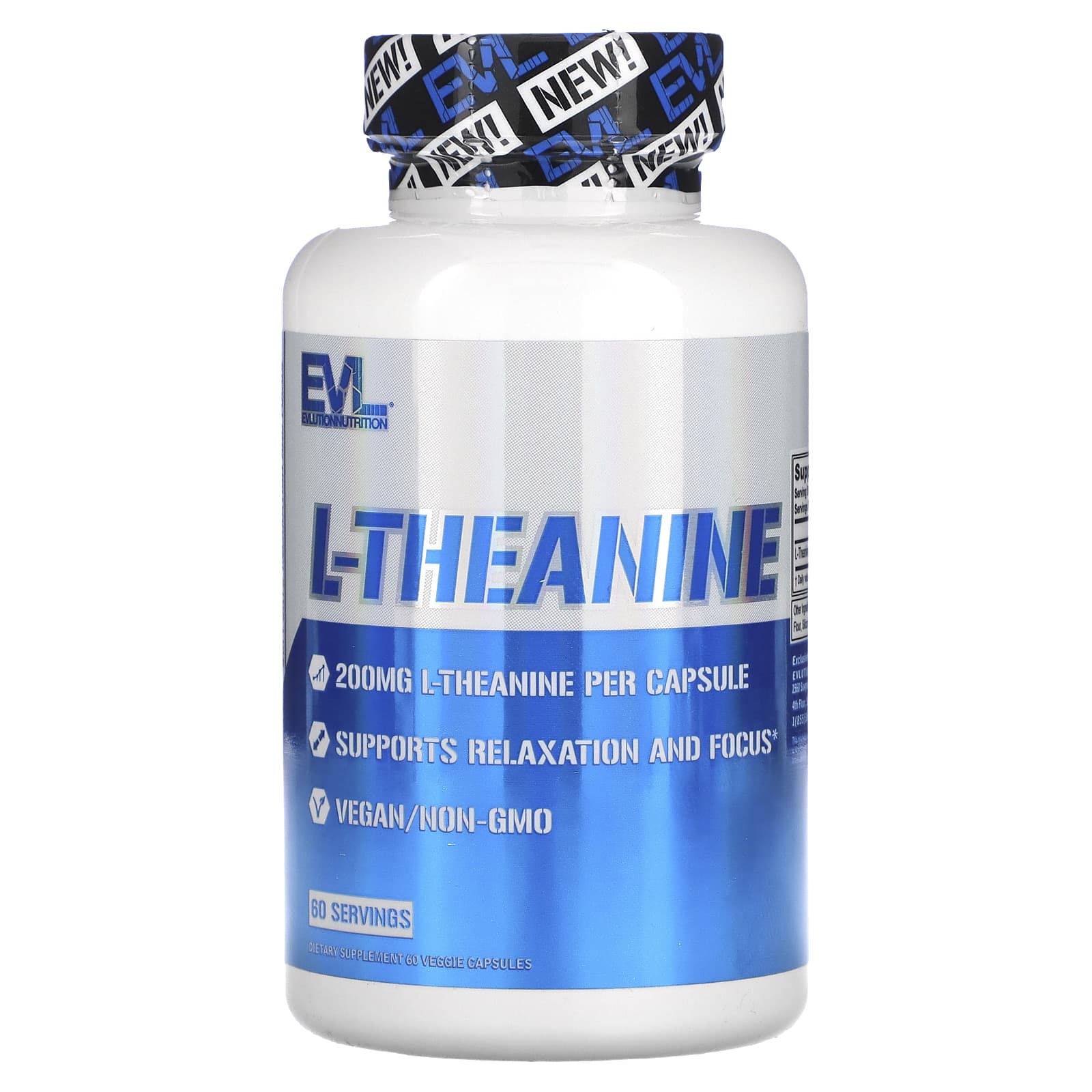 EVLution Nutrition L-Theanine, 60 Veggie Capsules