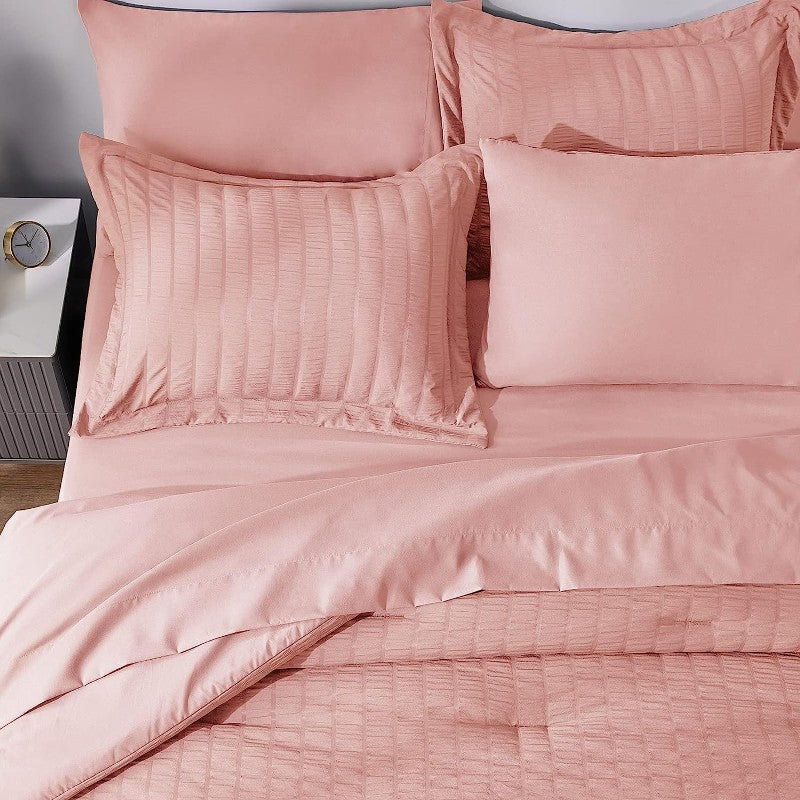 Double bed linen set CozyLux Queen Comforter, 7 pieces, pink