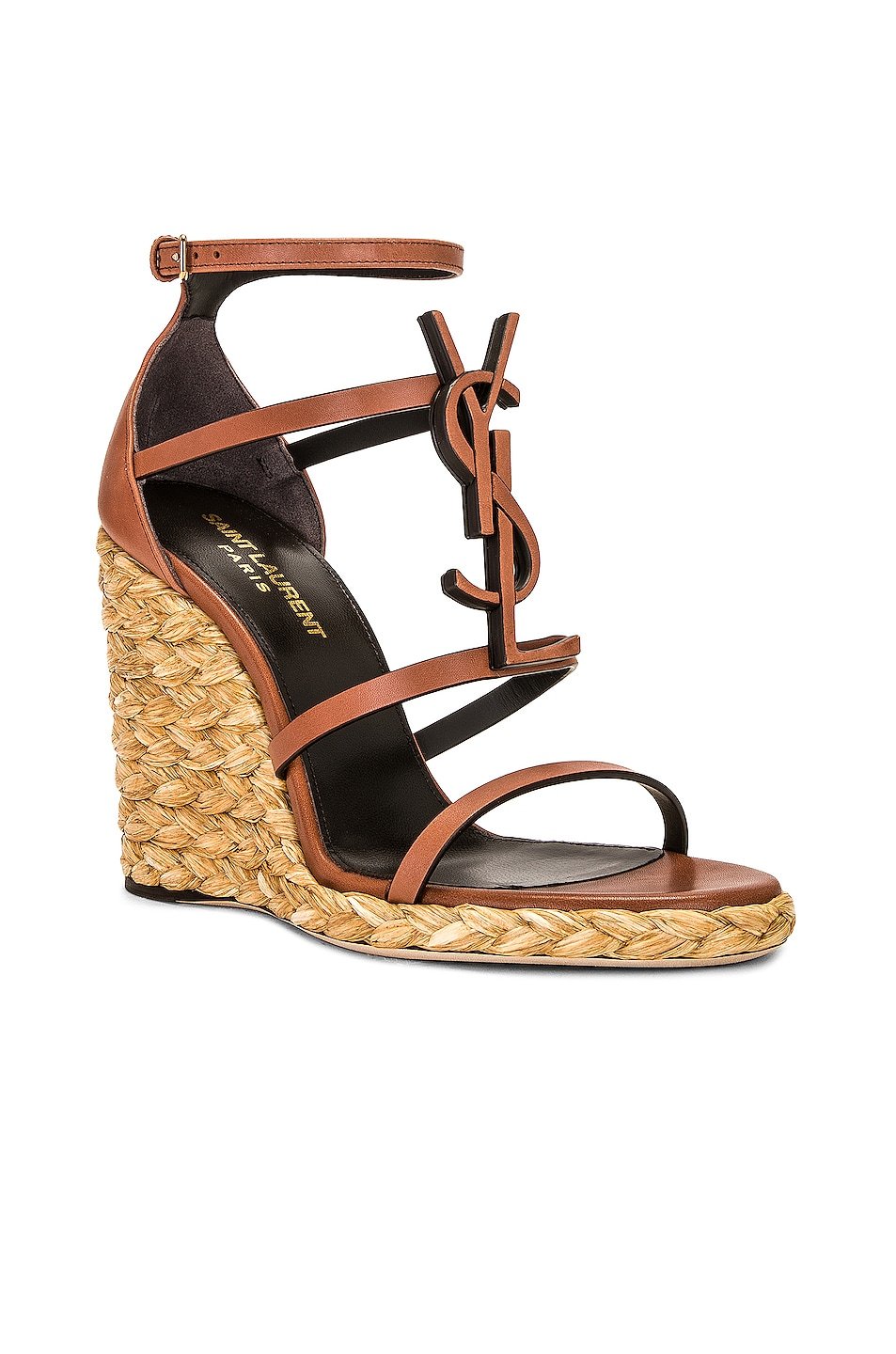 Saint Laurent Cassandra Wedge Sandal Espadrilles, New Papaya