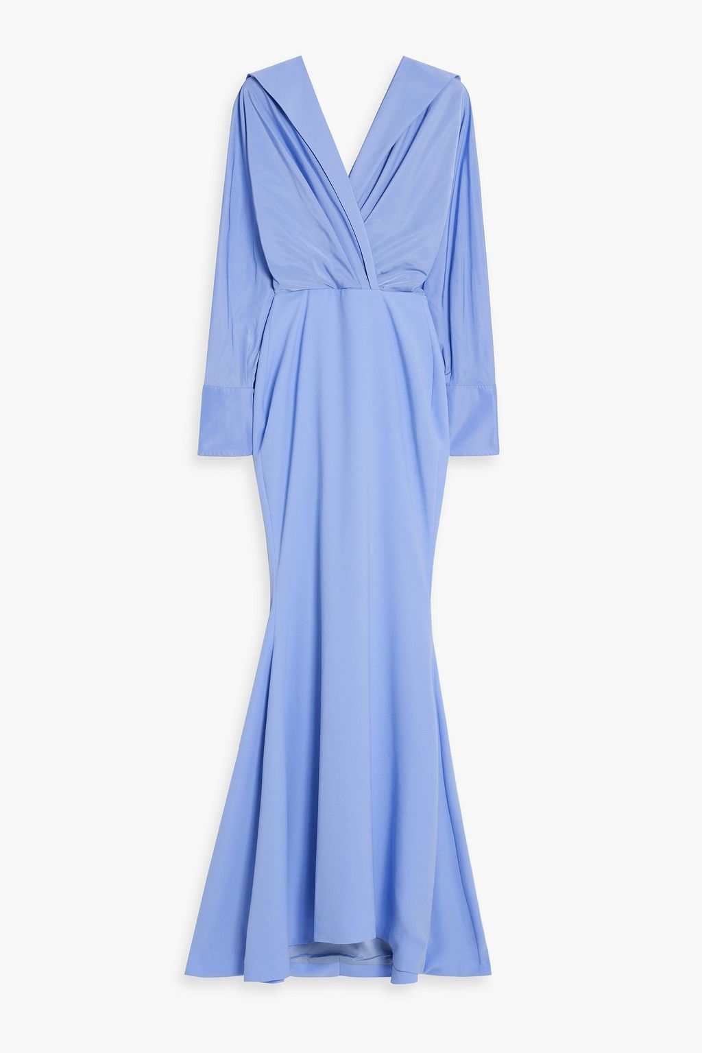 Rhea Costa Draped Taffeta and Crepe Dress, Blue