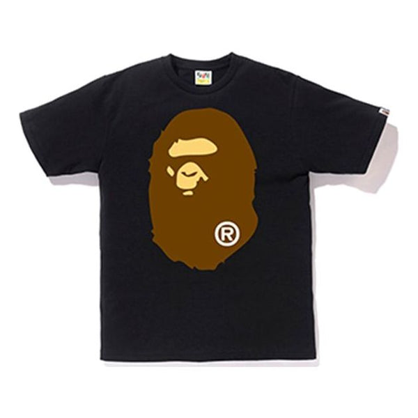 تي شيرت BAPE Ape Head Tee مزدوج الوجهين بأكمام قصيرة للجنسين، أسود، أسود