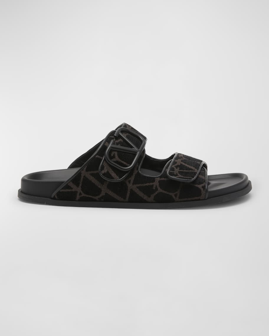 Valentino Garavani men's textile slides with V logo