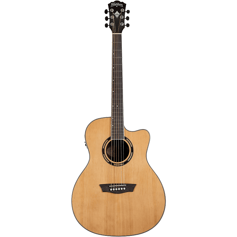 Acoustic guitar Washburn Apprentice AG70CEK Grand Auditorium Acoustic Electric Guitar with Hardshell Case, Natural