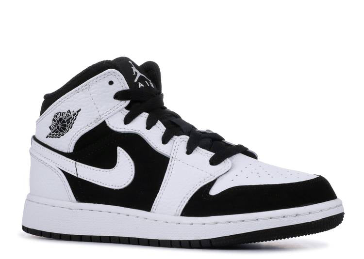 حذاء رياضي AIR JORDAN 1 RETRO MID GS 'WHITE'، باللون الأبيض