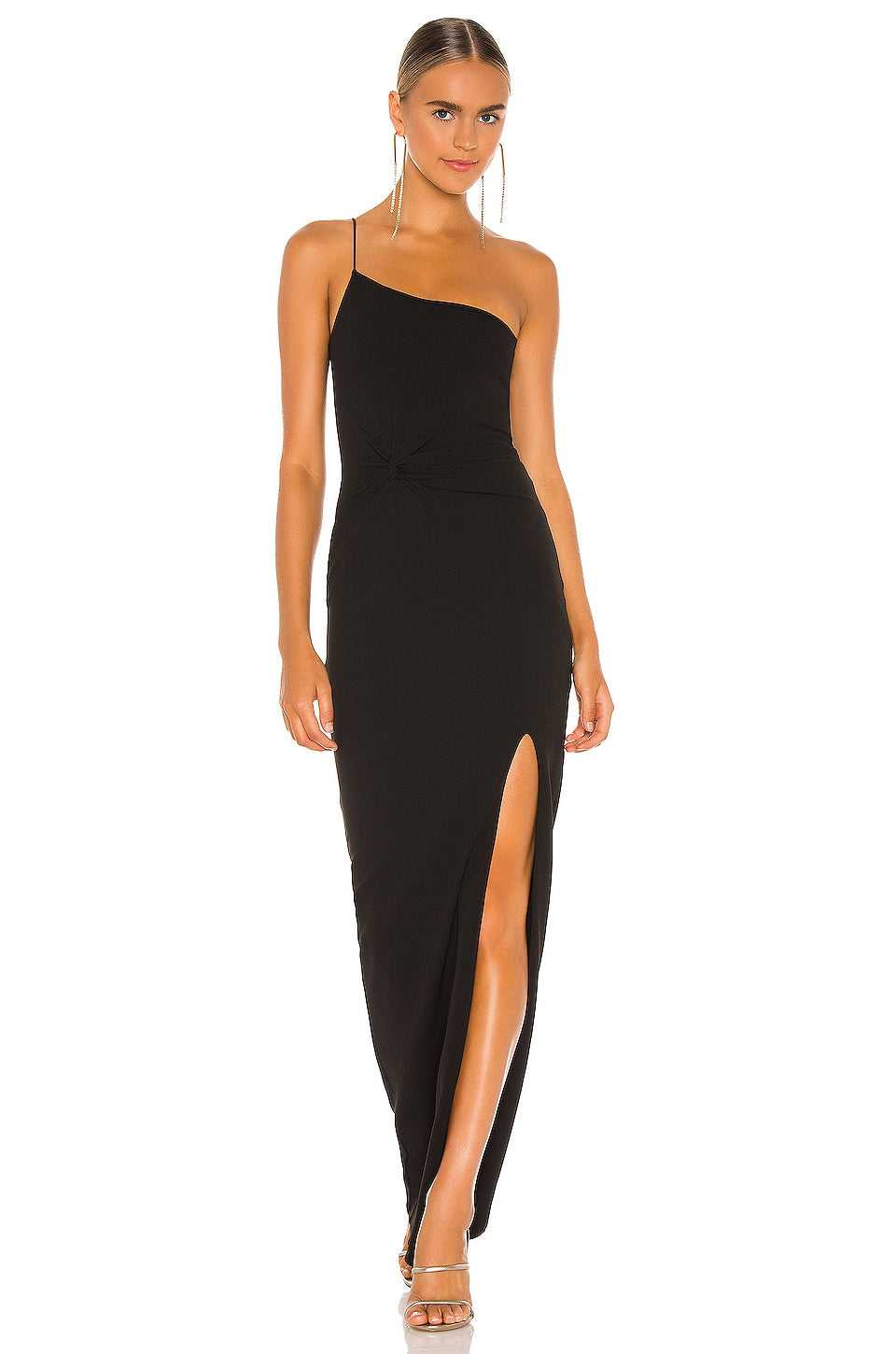 Nookie Lust One Shoulder Gown Dress, Black