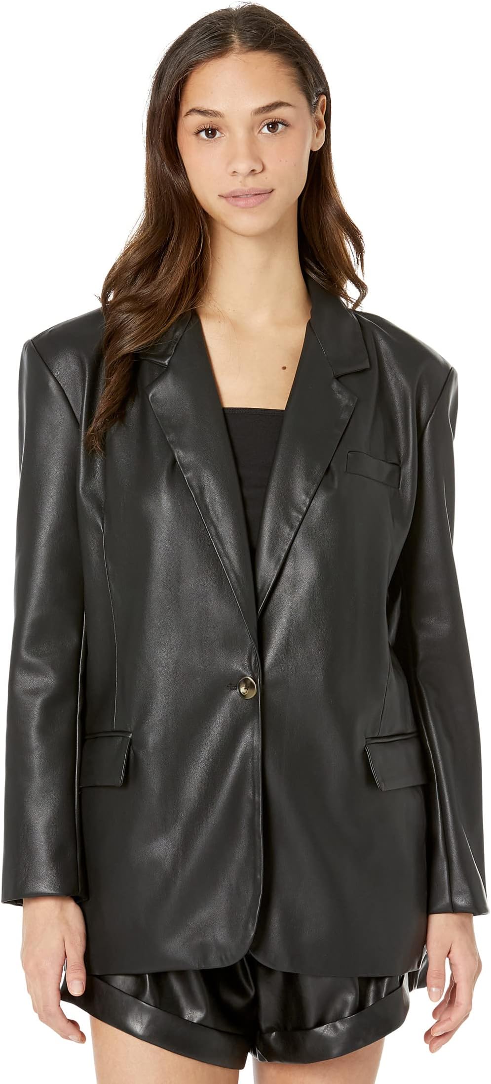 Oversized leather jacket Blank NYC, black