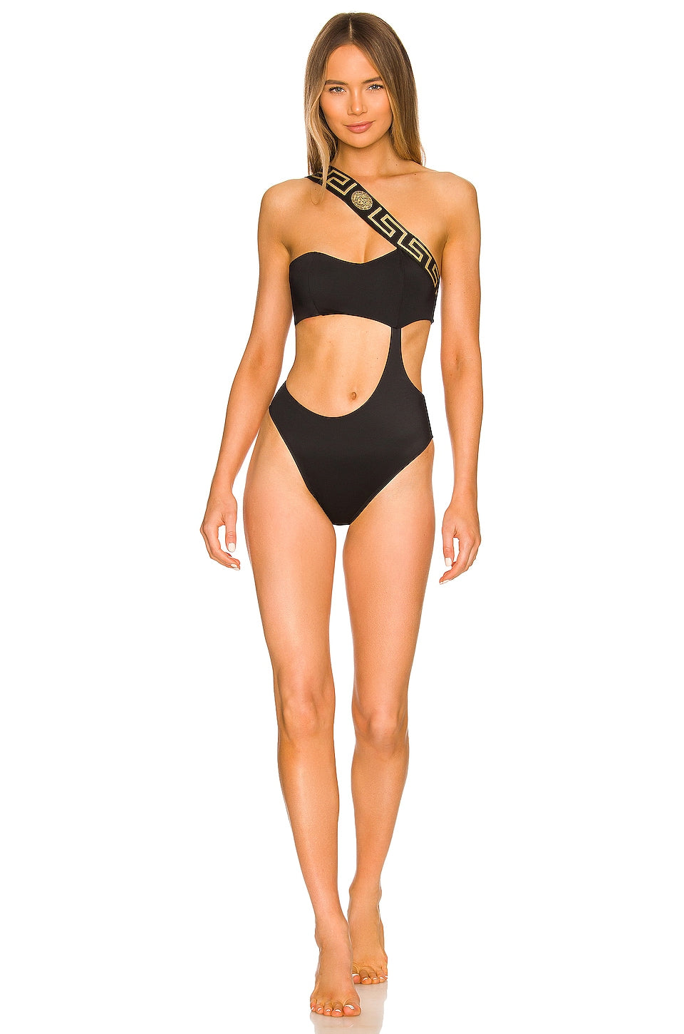 VERSACE One Shoulder swimsuit, black